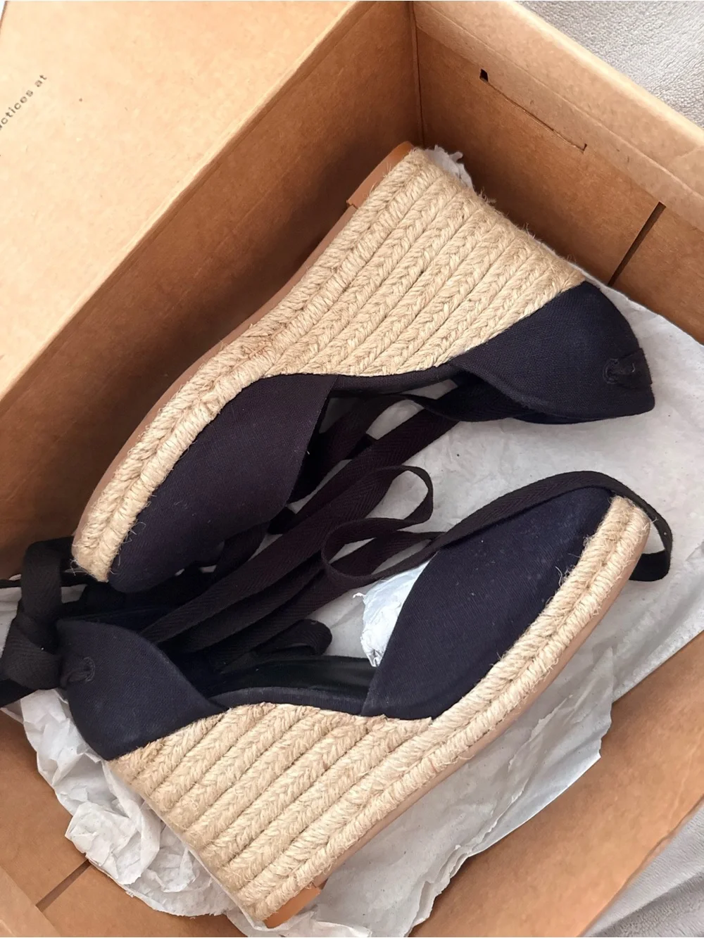 Reformation Black Espadrille Wedge Sandals
